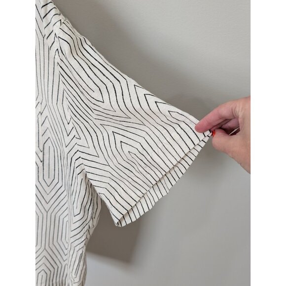 Mr. P Mr. Porter Linen Blend Camp Collar Button Down Shirt Sz XXL Geometric - Picture 6 of 12